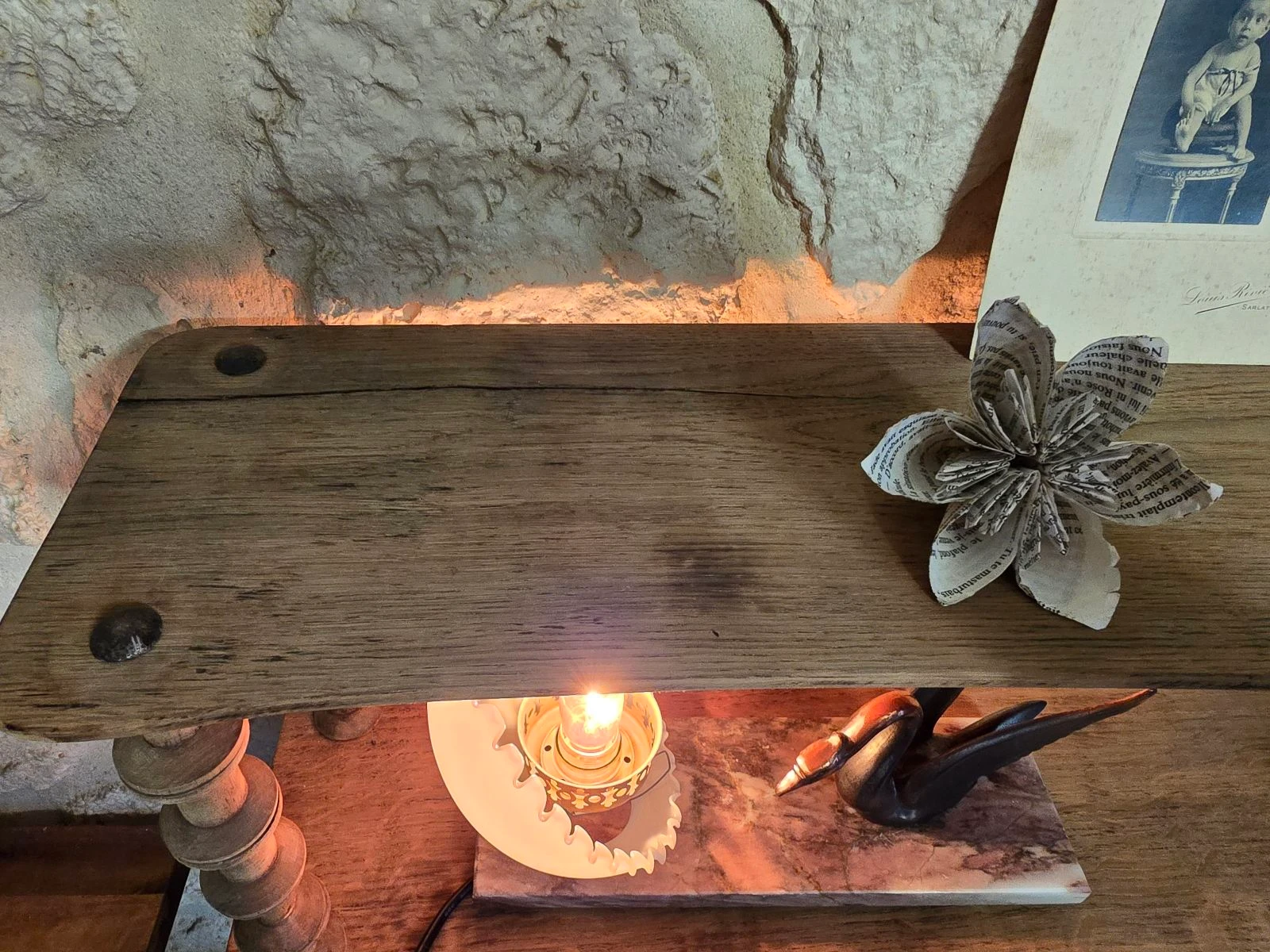 Estantería para bobinas completamente decapada de madera natural – photo 7
